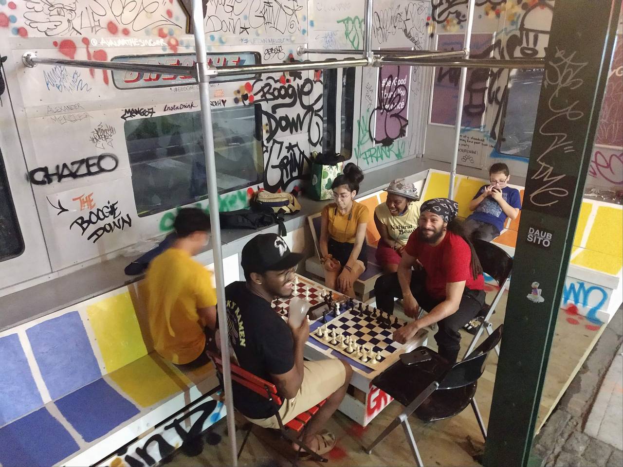 Boogie Down Grind's outdoor dining became a hub for locals in a South Bronx neighborhood lacking public spaces. Photo: Boogie Down Grind