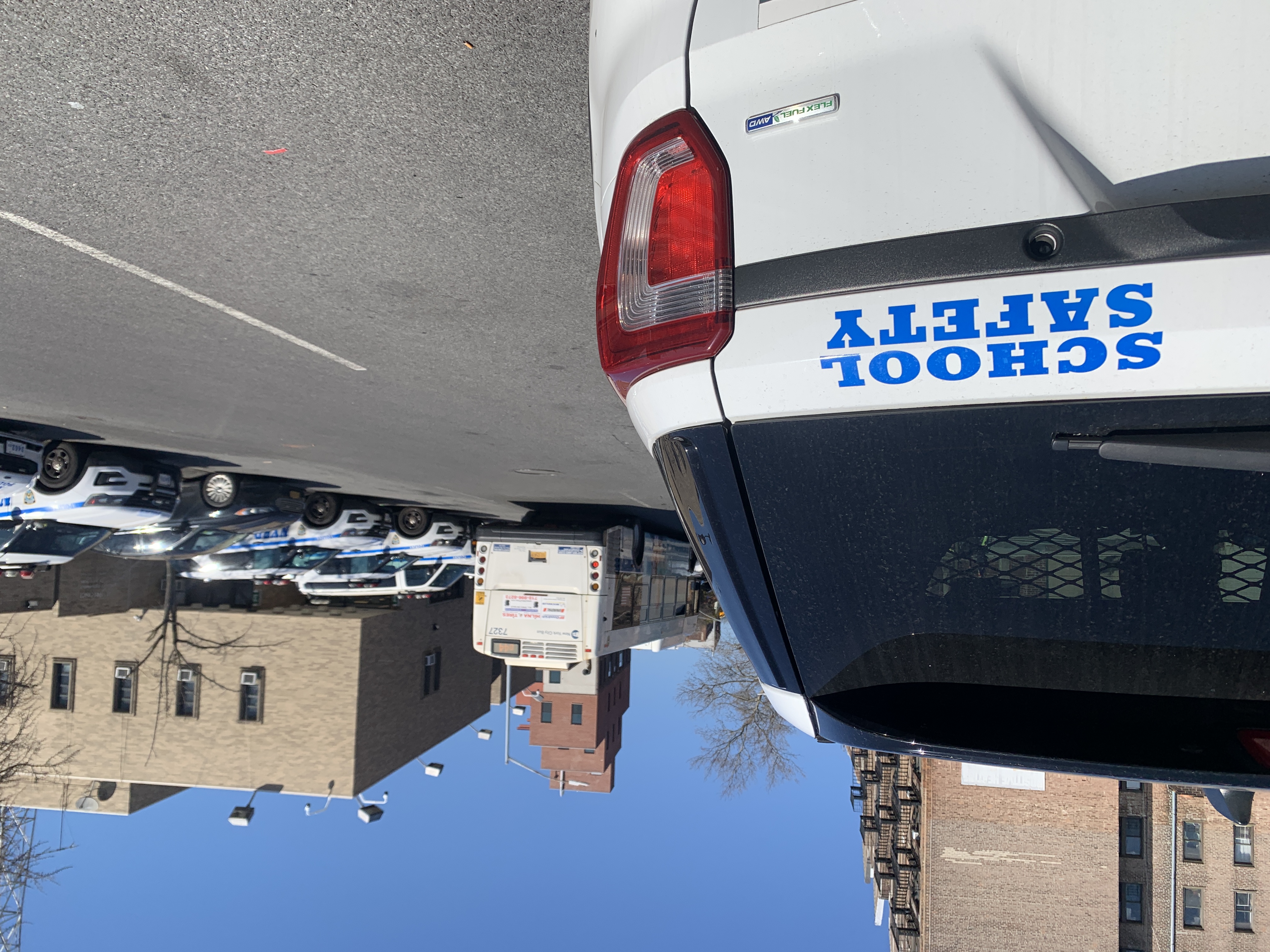 Buses are squeezed by all the illegal parking on New York Avenue.