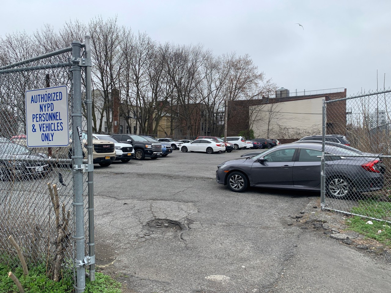 This parking lot occupies the entire north side of Sutter Avenue between Linwood and Elton streets.