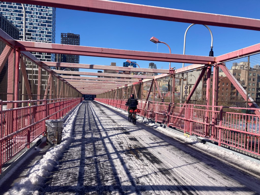 Cyclists, Delivery Workers Fume After City Fails to Clear Icy Bridge Paths