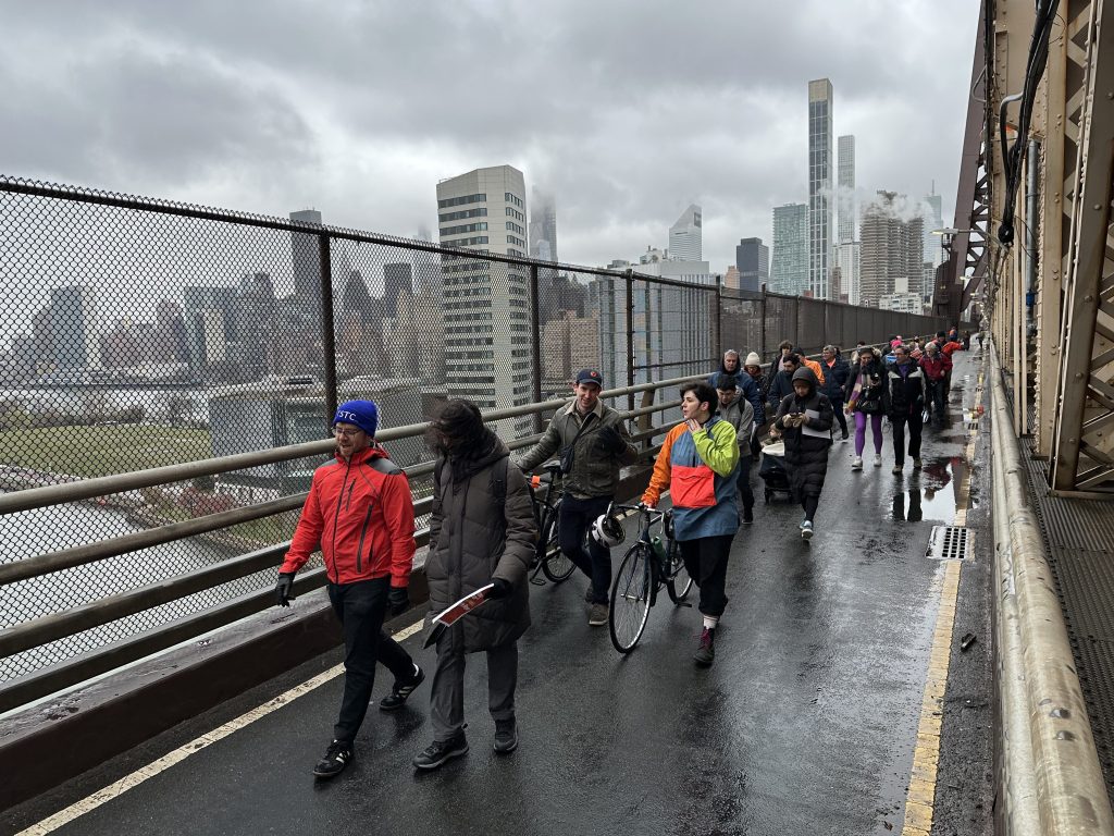 Activists Walk the Queensboro Bridge to Demand More Space for Pedestrians, But Lane Reverts to Cars Anyway