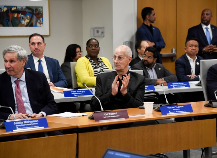 Norman Brown, now retired, attends an MTA board meeting in 2024. He served on the MTA board for more than two decades representing Metro-North's unions.