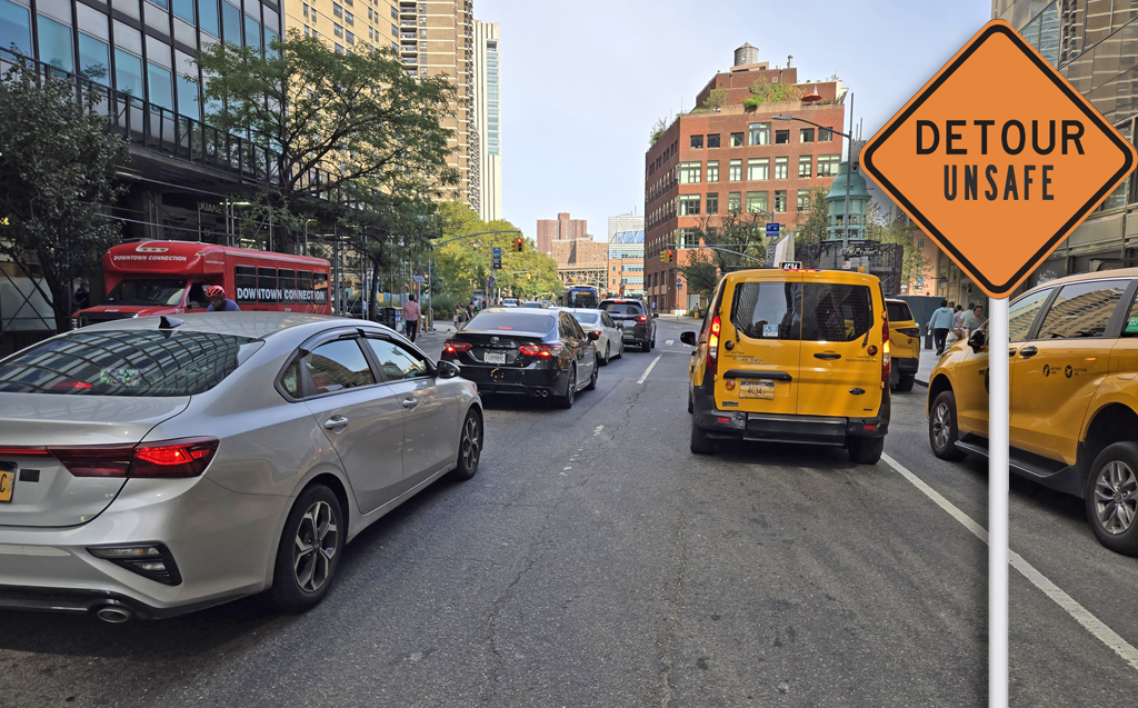 Eyes on the Street: DOT’s Greenway ‘Detour’ is Simply Unsafe for Cyclists