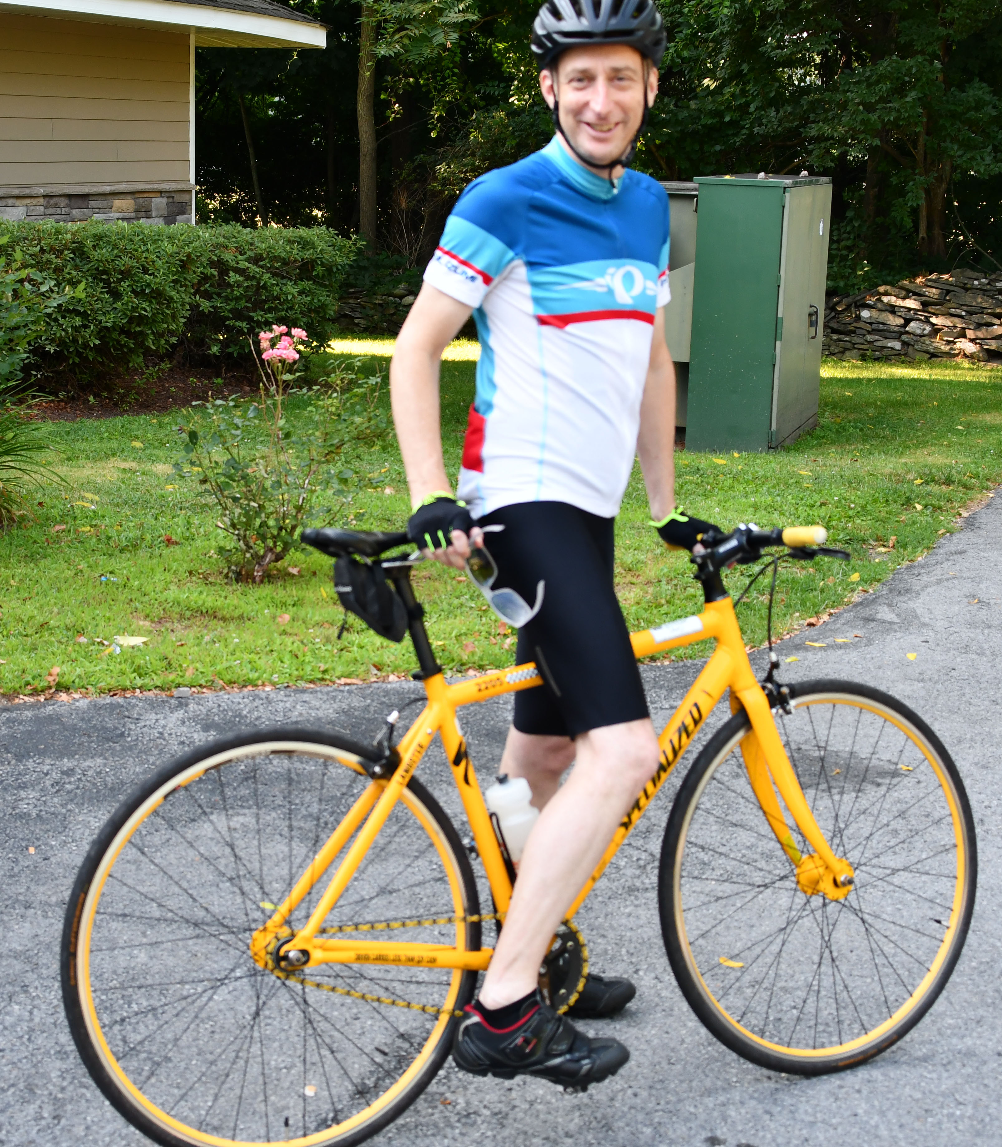 Kevin Cruickshank poses with his limited-edition Langster bicycle, designed to resemble a New York City taxi cab. He was riding the bicycle when he died.