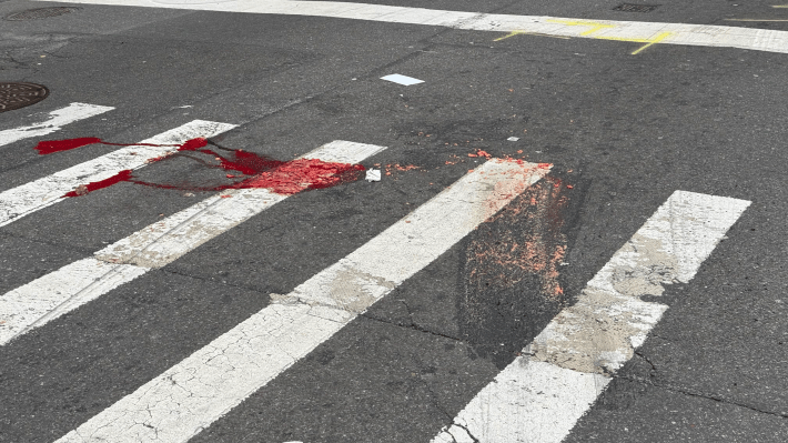 Close-up of blood and human remains on 2nd Avenue and East 57th Street