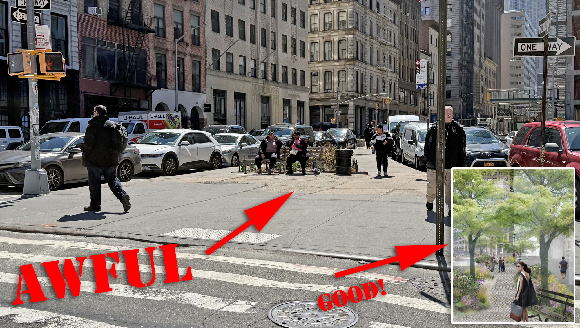 Tribeca Residents Want To Swap Parking for A Plaza at Underused Barnett Newman Triangle - Streetsblog New York City