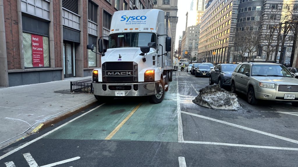 Rampant Placard Abuse is Mucking Up This Bike Lane in Downtown Brooklyn