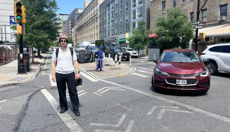 To Protect and Unnerve: Cop Hits Cyclist With Squad Car … In a Protected Bike Lane!